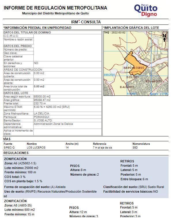 Terreno Pusuquí 85.000 m² Sector E. Policía Córdova Galarza — imagen 2