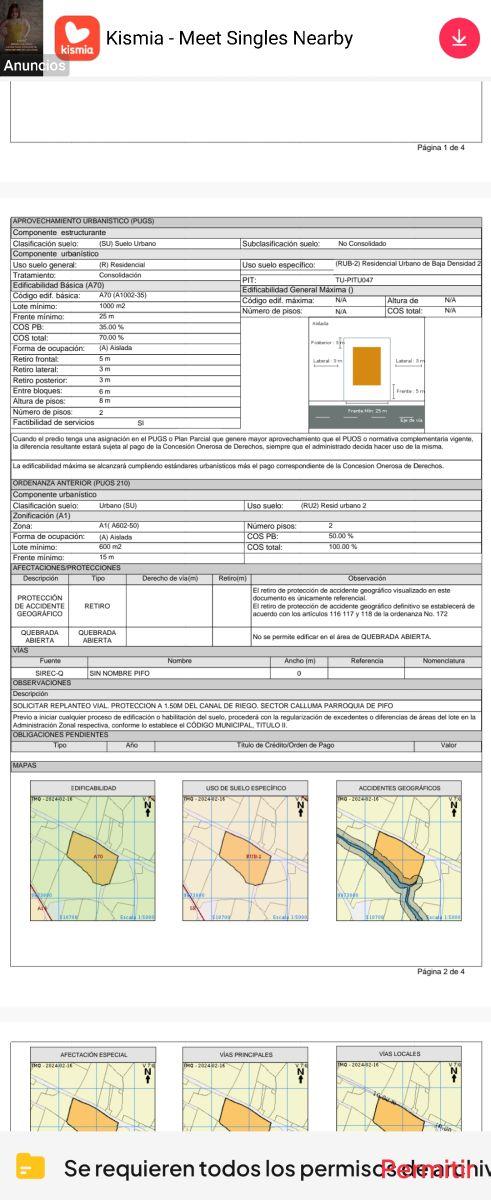 Vendo Hermoso Terreno Plano Centro de Pifo, Para Proyecto o Supermarket Cos Total 70, 35 Pb! — imagen 2