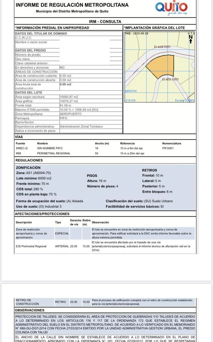 Terreno en venta en Quito, Pichincha