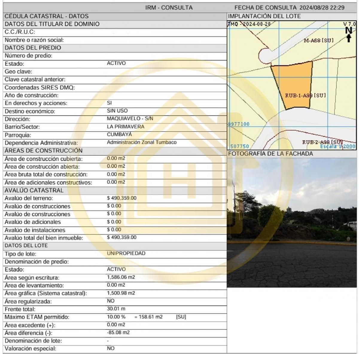 Terreno en Venta de 1586 m - Proyecto Residencial - Zona Estratégica Sector La Primavera - Cumbayá — imagen 2