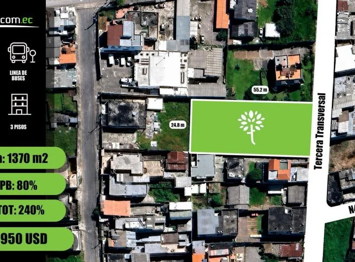Terrenoterreno de Venta en Cochapamba 1370 m², Cerca del Centro Comercial El Bosque. Provincia de Pichincha — imagen 1