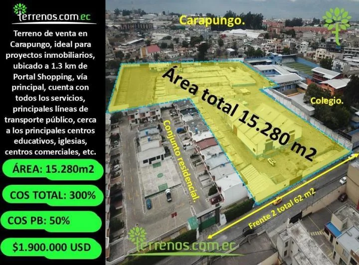 Terreno de Venta en Carapungo 15.280 m², Ideal Proyectos Inmobiliarios, Cerca Portal Shopping — imagen 1