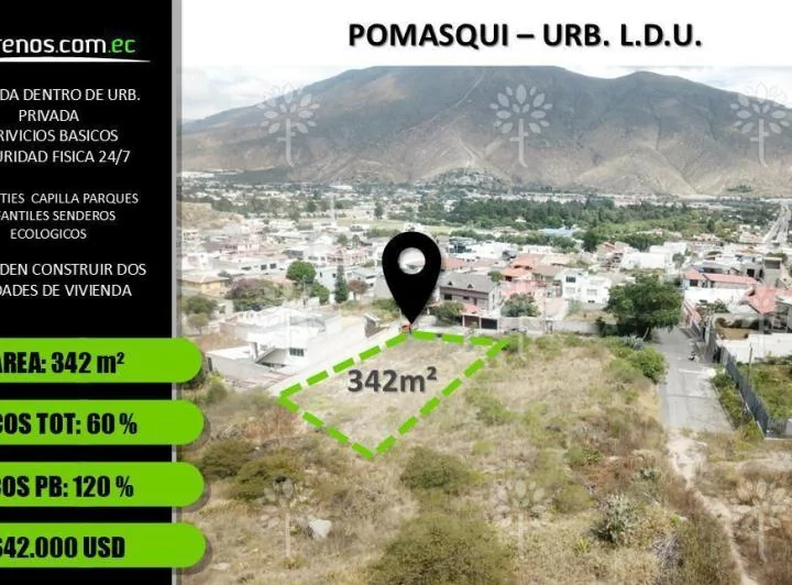 Terreno en Pomasqui 342 m² (Dentro de Urbanización) — imagen 1