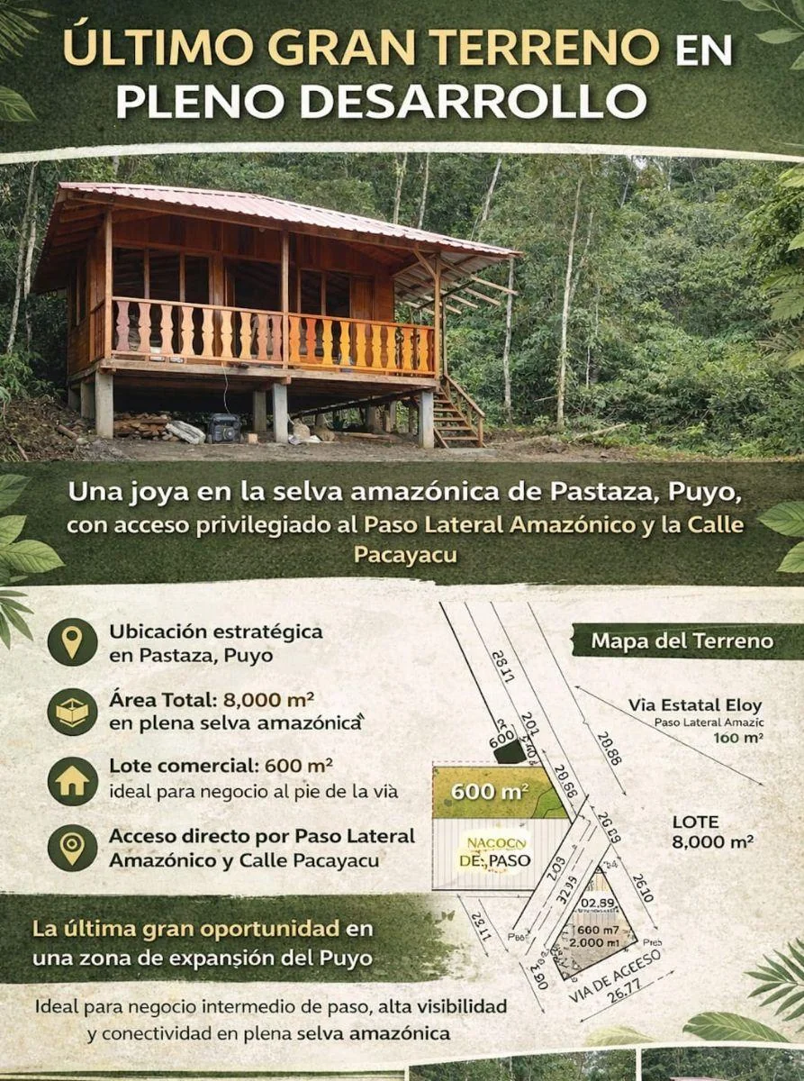 Se Vende Terreno Comercial Via Al Tene en Puyo Pastaza, Pastaza — imagen 5