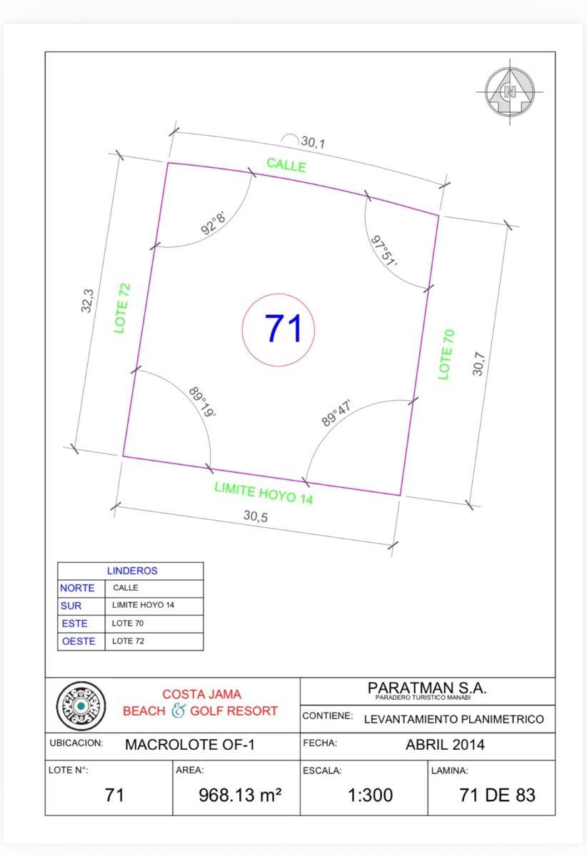 Lote de 968 m² Frente a Cancha de Golf Hoyo 14. Costa Jama Beach & Golf Resort, Manabí — imagen 8