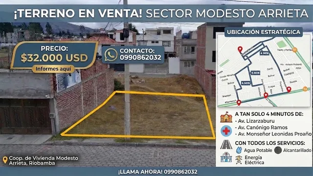 Foto de 🚨TERRENO EN VENTA – Modesto Arrieta, Riobamba 📐 150 m²🔥